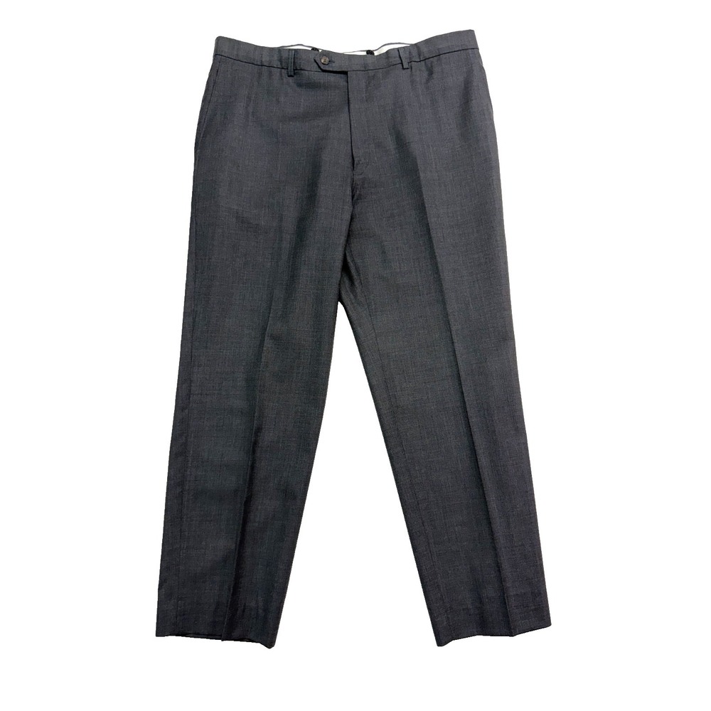 Hart Schaffner Marx 40x30 Gray Dress Suit Pants Flat‎ Front Trouser Wool Classic